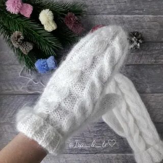 Варежки из мохера спицами