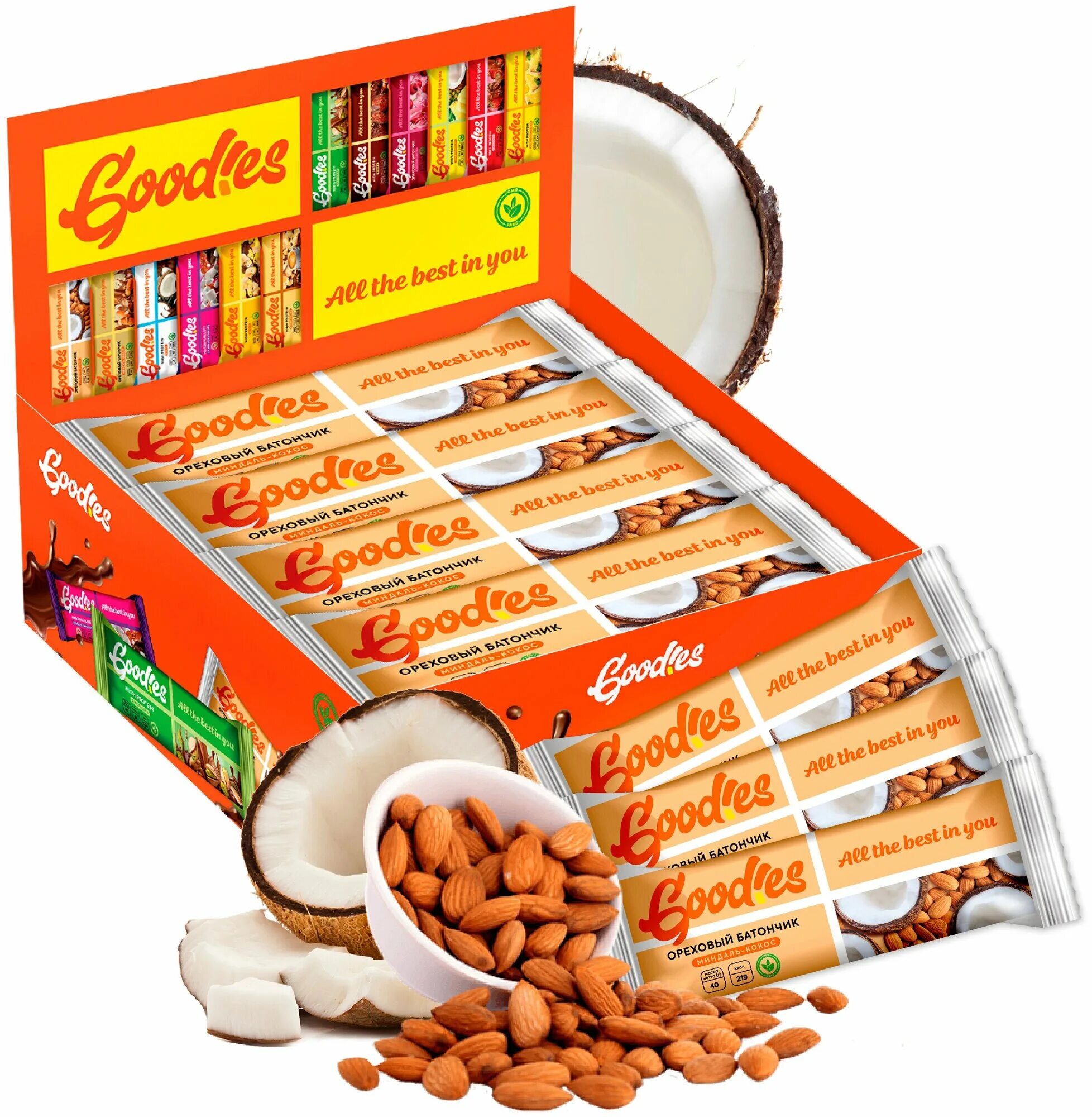 Протеиновый батончик с кокосом goodies. Набор протеиновых батончиков goodies. Ореховый батончик "арахис-миндаль-горький шоколад" 40 гр. Батончик goodies протеиновый с финиками. Протеиновый батончик goodies.
