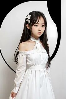 1 девушка, черное случайное вечернее платье, белый фон. 