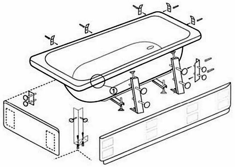 Крепеж для фронтальной панели акриловой ванны. Крепление экрана на акриловую ванну. Крепление стальной ванны к стене.