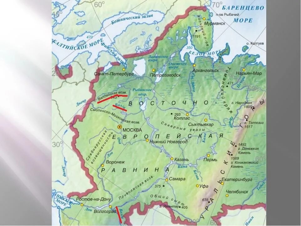 Все возвышенности россии. Восточно-европейская равнина на карте. Где находится Восточно-европейская равнина на карте Европы. Физ карта Восточно европейской равнины. Физическая карта России Восточно-европейская равнина.