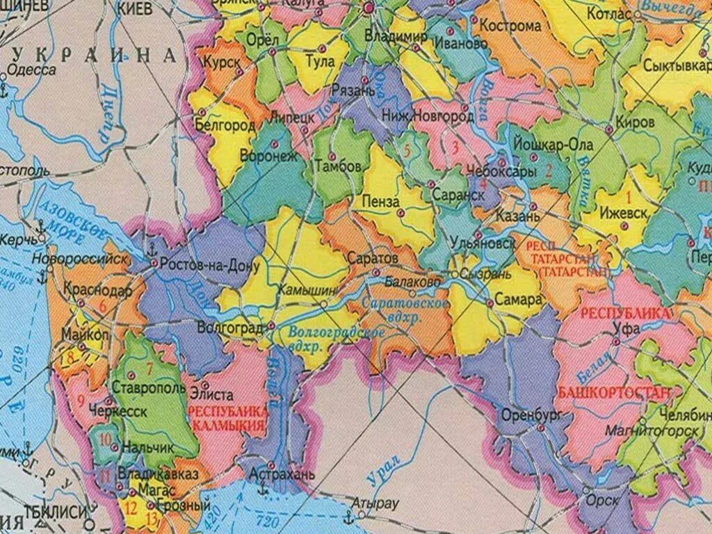 Федеративная карта европейской части России. Административная карта РФ европейская часть. Политико административная карта европейской части России. Белгородская область на карте России.