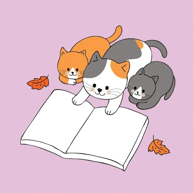 Cartoon cat reader