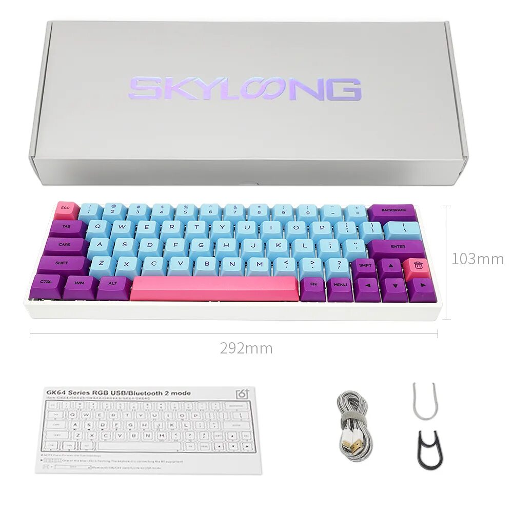 Key 64. Skyloong sk64 Pink (Gateron Blue) - 3600 рублей (бу 5/5).