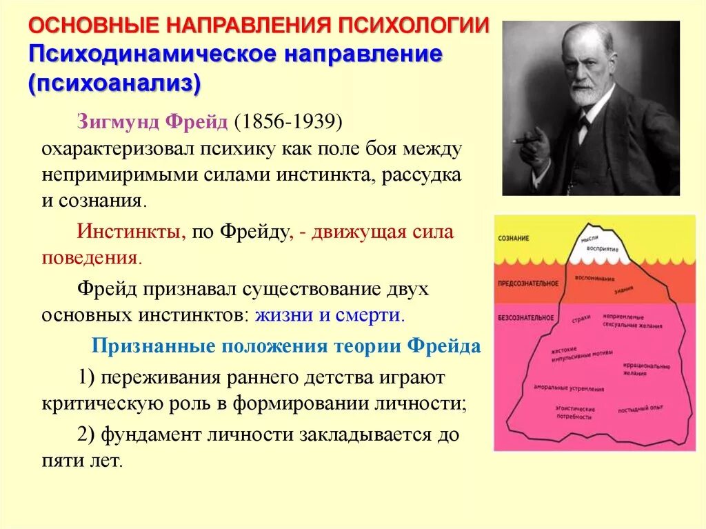 Теория психоанализа Зигмунда Фрейда. Основные теории сознания Зигмунда Фрейда. 1 психоанализ