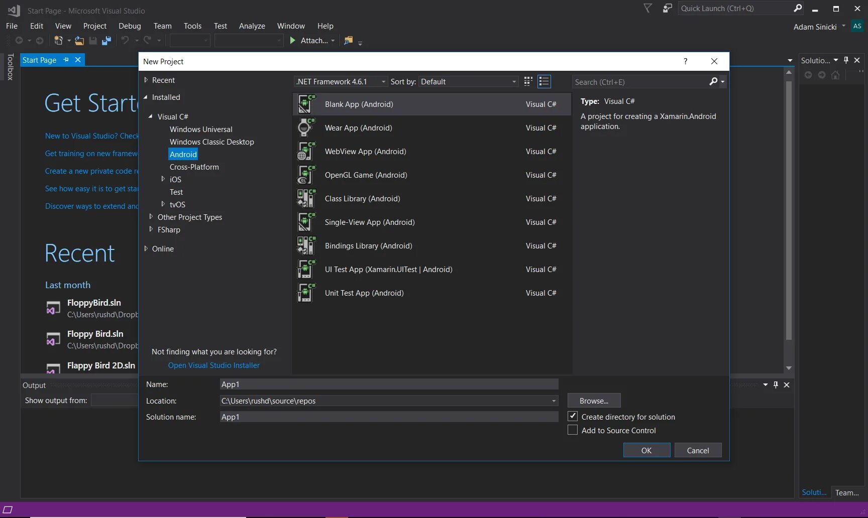 Create new application