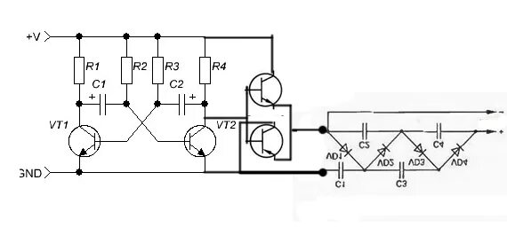 Умножитель постоянного напряжения схема. 12в напряжения умножитель схема. Схема умножителя напряжения постоянного тока с 12в. Умножитель напряжения на транзисторах схема.
