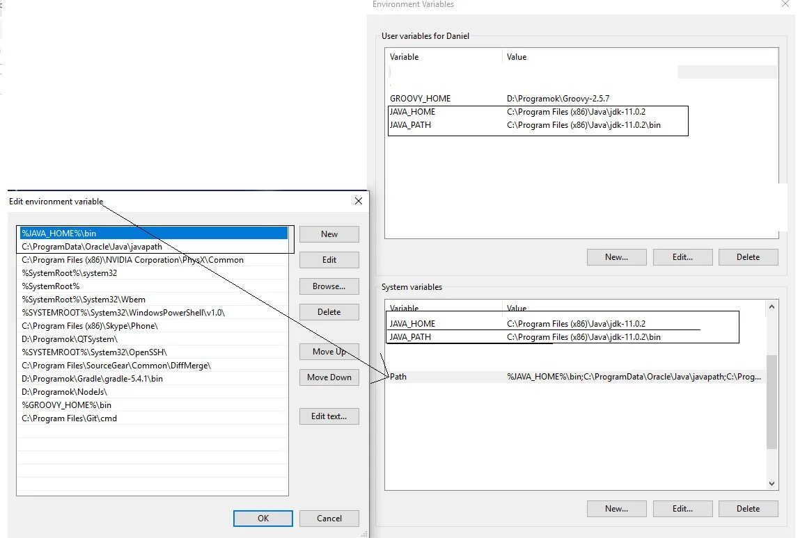 Gradle variable. Применение платформ java. как настроить jdk. spring boot 3.0. edit environment variable.