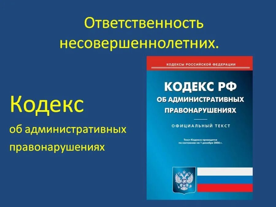 Коап рф ответственность несовершеннолетних