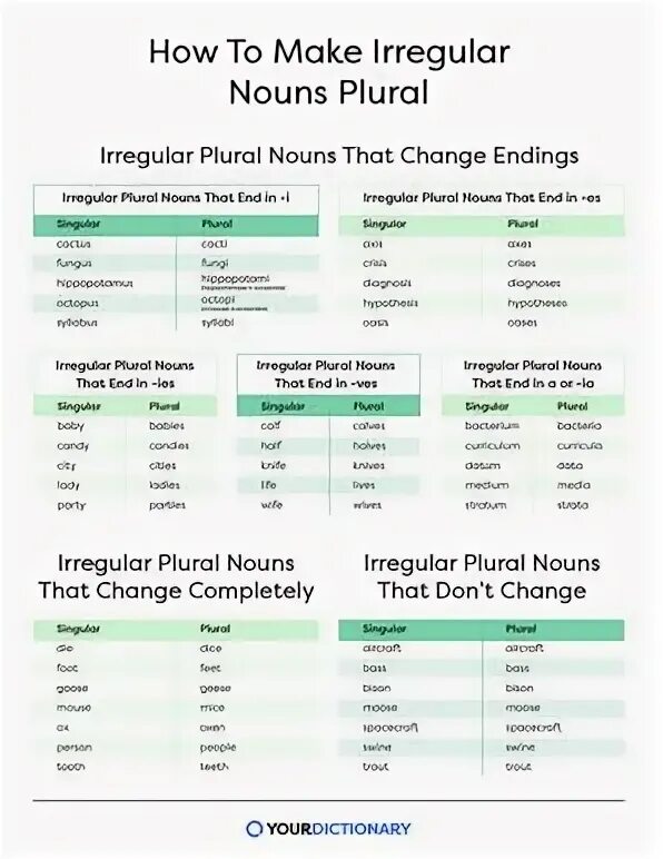 Irregular plural forms of nouns. Irregular plural forms of nouns