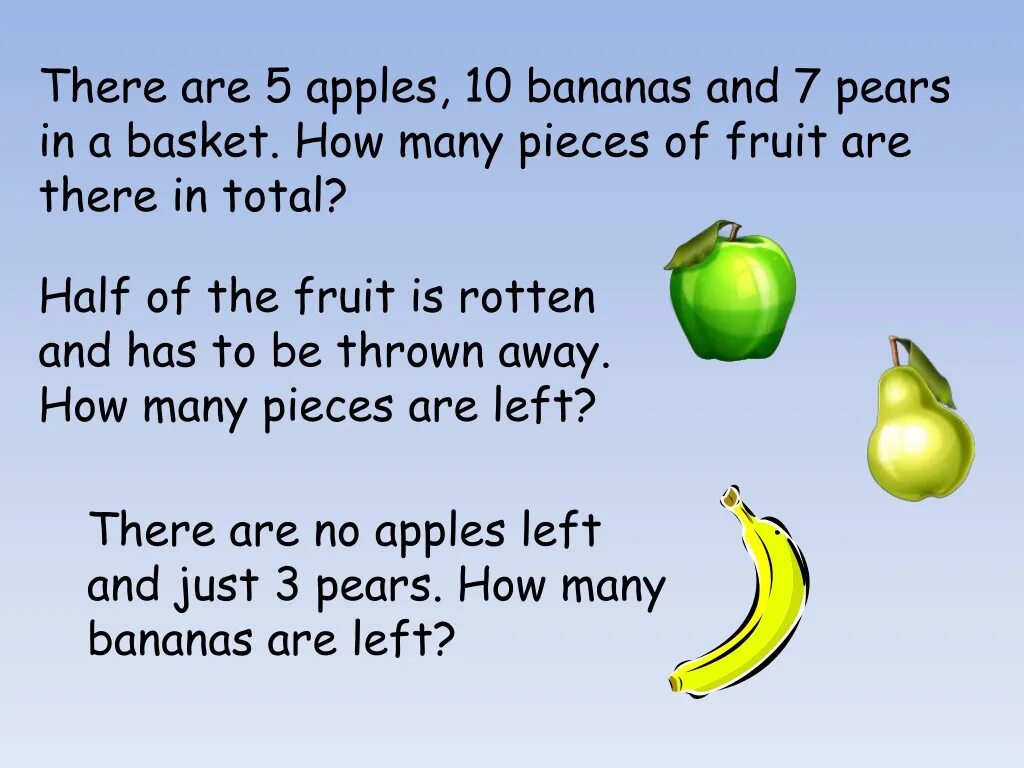 Greener перевод на русский. There is Fruit или there are Fruit. How many Apples are there. How many Bananas are there. How many Apples или how much.