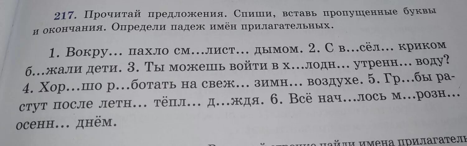 Вставь буквы. Вставить окончания имен прилагательных. Прочитай предложения и определи па. Пропущенные окончания имен прилагательных. Вставь пропущенное слово в соответствующем падеже