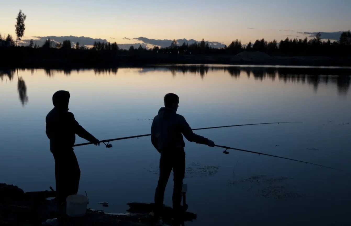 Рыбак на озере. Рыбалка летом. Ночная рыбалка на пруду. Озеро с удочкой. Рыбак на берегу водоема