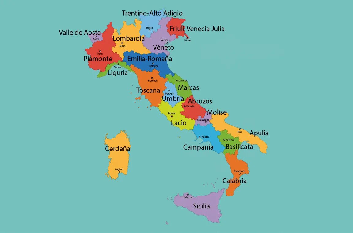 Италия части страны. Политическая карта Италии. Италия на политической карте. Политическая карта Италии на русском. Регионы Италии на карте.