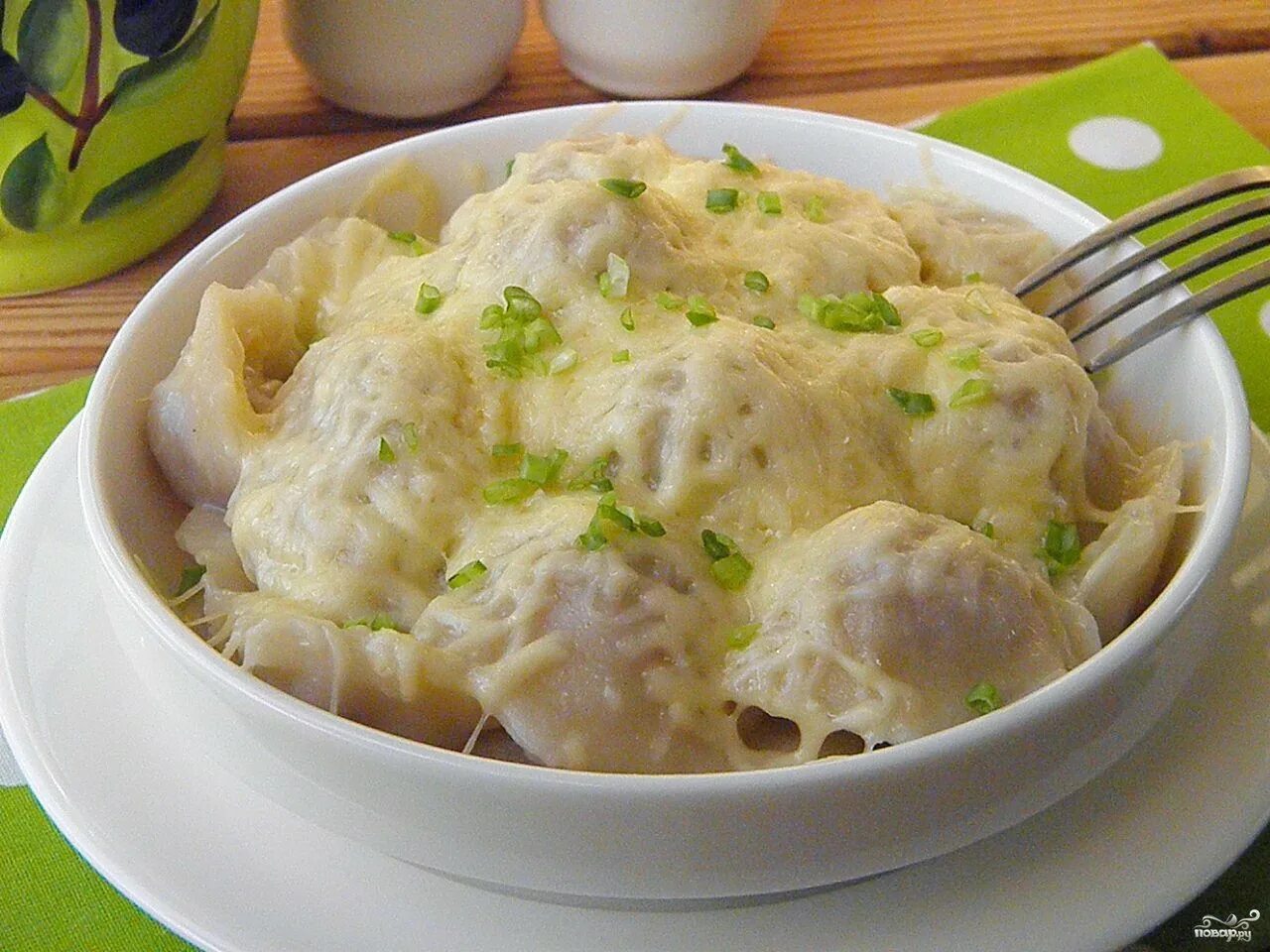 Пельмени с сыром и сливками