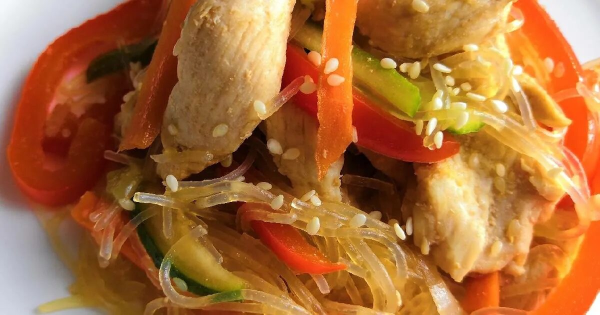 Приготовить фунчозу с курицей и овощами рецепт. Куриная грудка с фунчозой. курица с фунчозой и овощами. фунчоза с курицей. фунчоза с курицей и овощами.