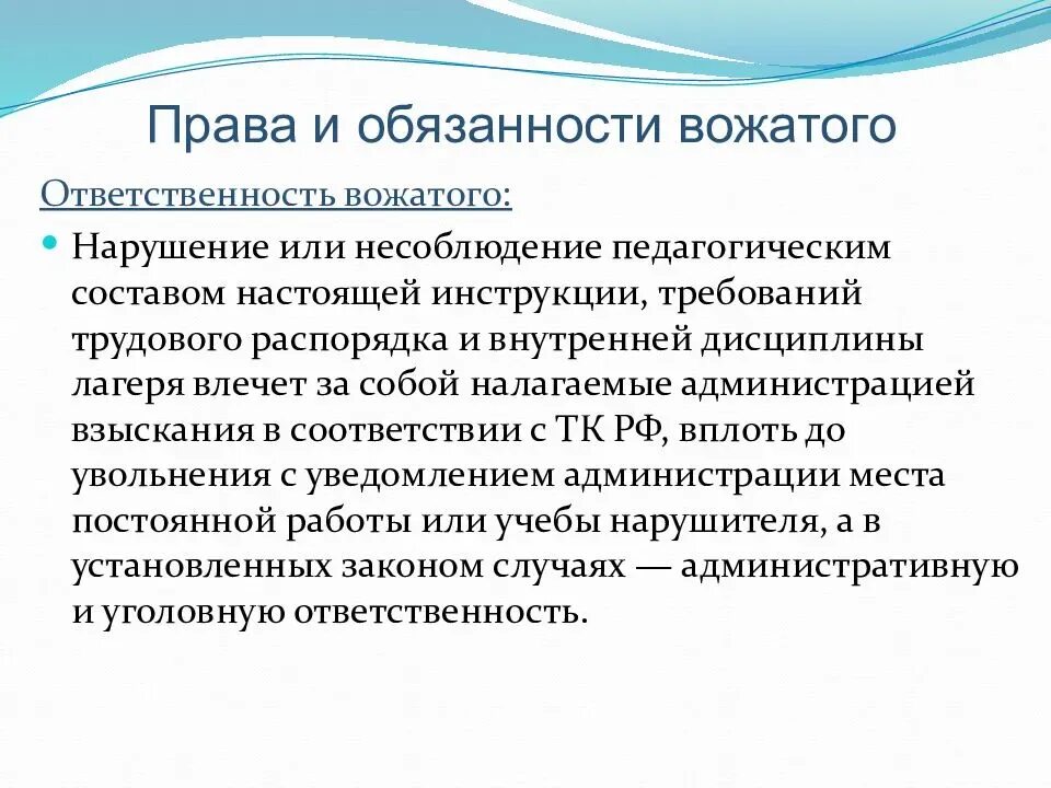 Должностную инструкцию вожатых