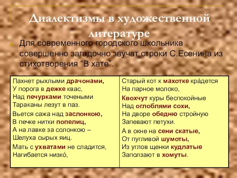 Выпишите из текста диалектные слова