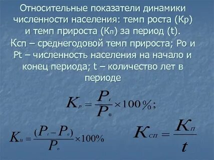Абсолютная и относительная численность населения в процентах