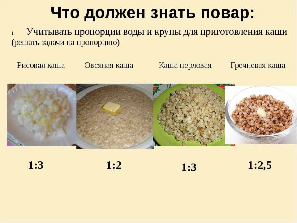 Овсяная каша соотношение