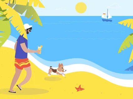Walking At The Beach Animation. 