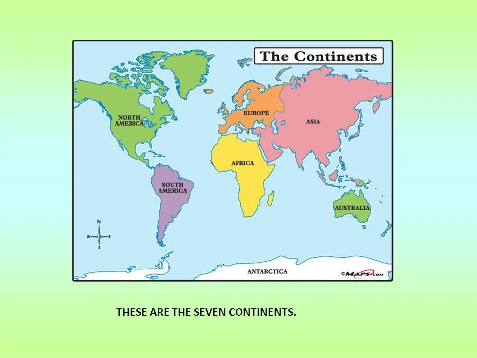 Континенты на английском. Названия континентов по английскому на карте. 7 Континентов. Материки земли по английски. Карта с материками и странами