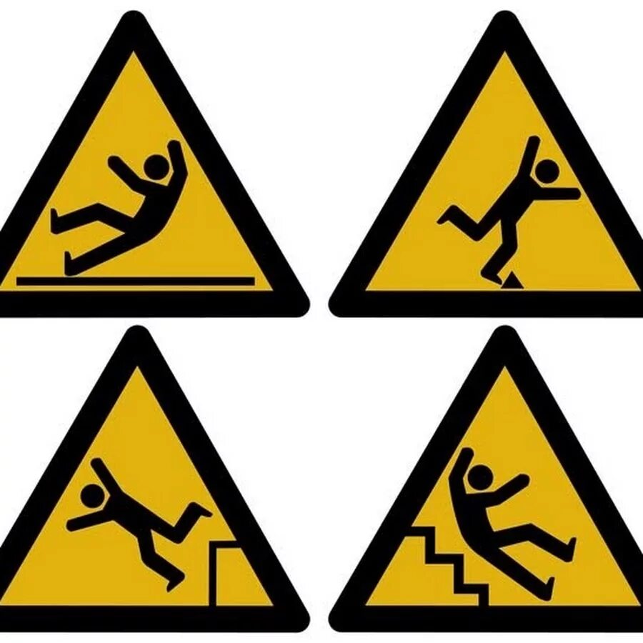 Предупреждающие знаки. Физические опасности. Предупреждающие таблички. Знаки предупреждения об опасности.