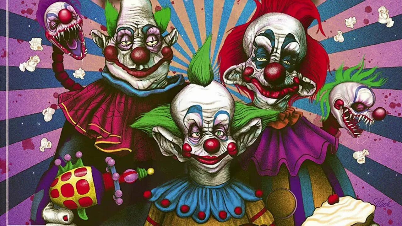 Побежденный клоун. Клоуны убийцы из космоса 2. Killer Klowns from Outer Space 1988. Killer Klowns from Outer Space.