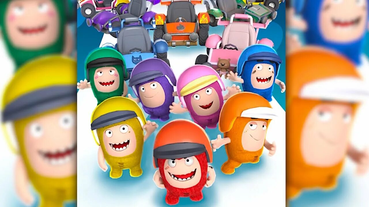 Oddbods turbo run игра. Oddbods bubbles fuse jeff newt pogo slick zee. оддбодс ньют. oddbods pogo cars. фьюз джефф баблз ньют пого слик зии.