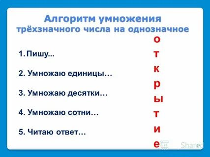 Урок письменное умножение