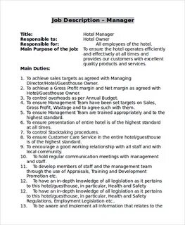 Managers job description
