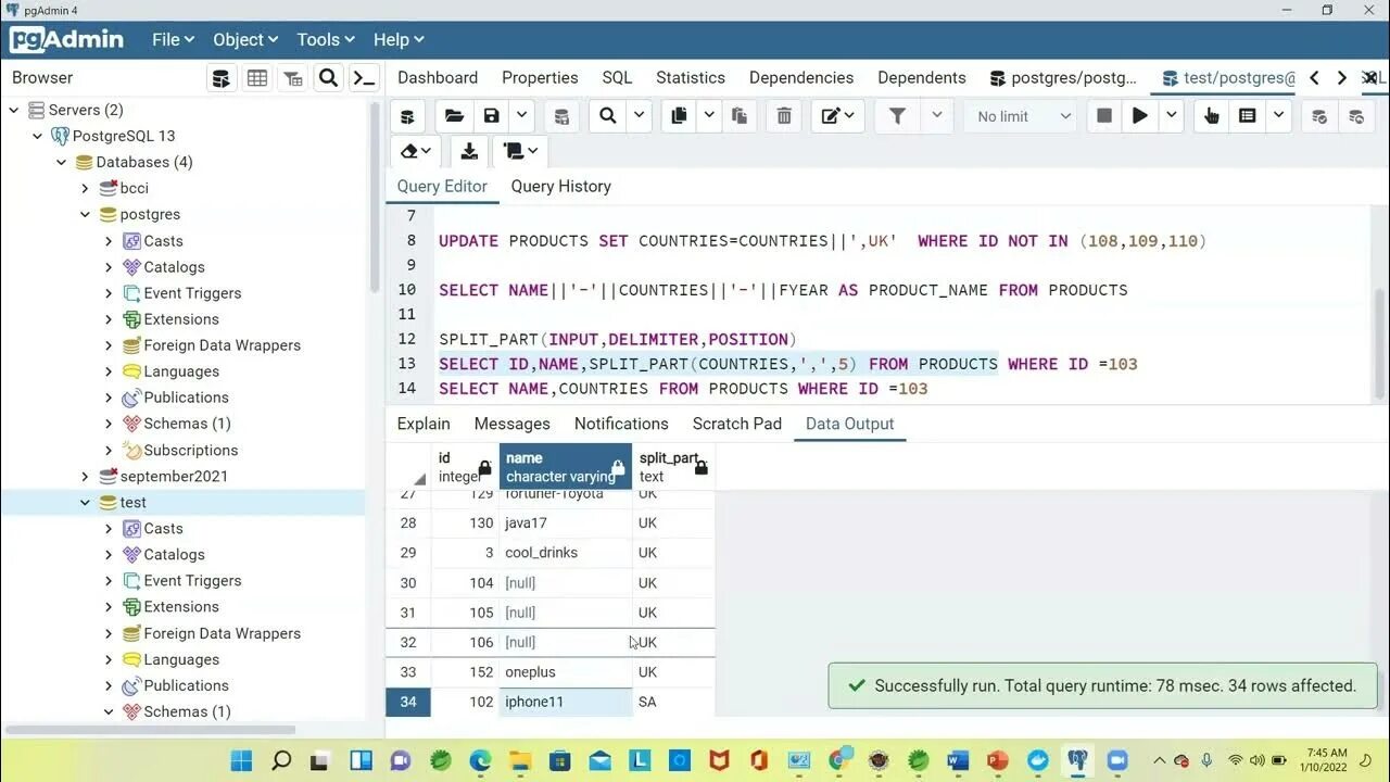 Split part sql. Plpgsql function. string splitting in postgresql.