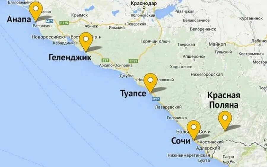 Сколько от адлера до геленджика на машине