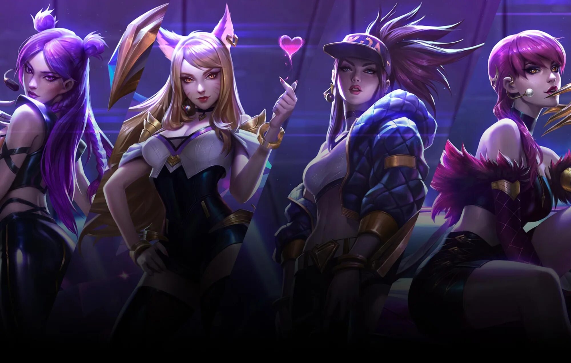 Герои League of Legends KDA. Группа KDA лига легенд арт. КДА лига легенд персонажи.