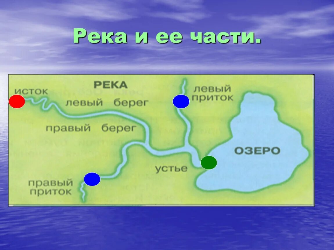 Части озера 4 класс. Части реки. Реки России презентация. Приток реки. Озеро части реки.