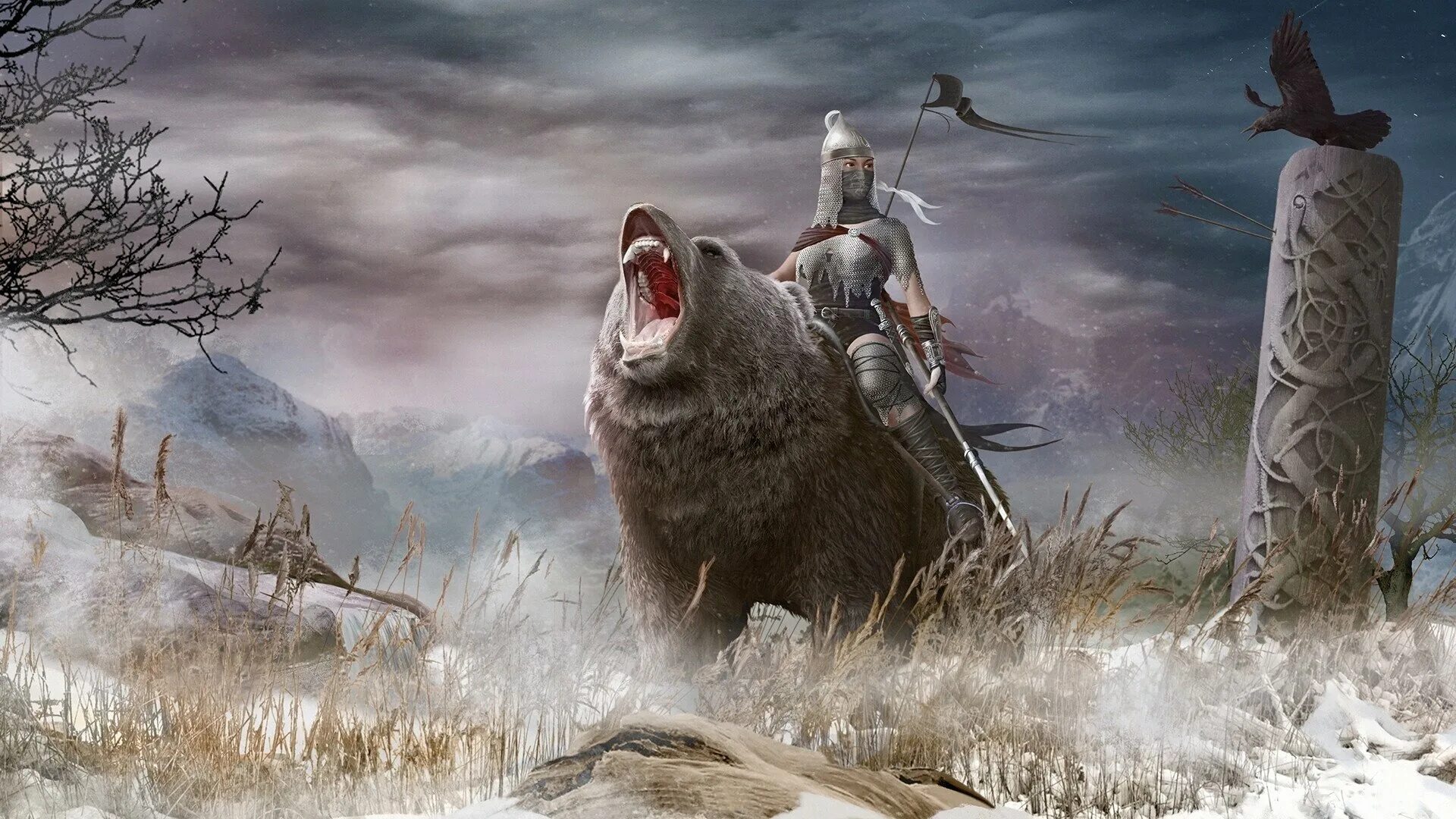Русский медведь и волк. Славянский воин. Медведь воин. Медведь фэнтези. Медведь воин фэнтези.