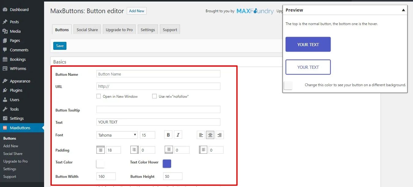 Button height. Editor кнопка. maxbuttons. button add new. где id кнопки для wordpress.
