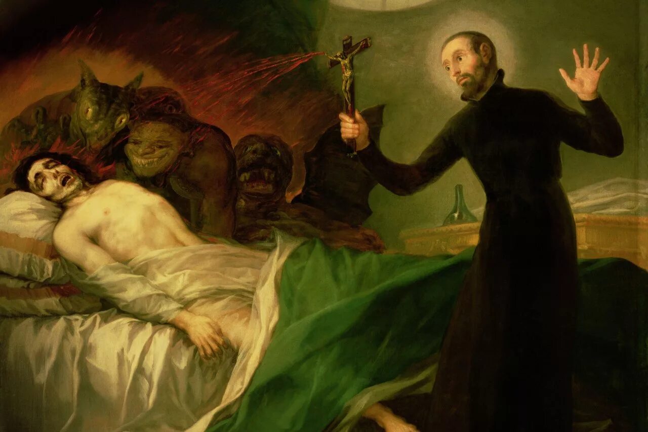 Мы видим умирающего. Франсиско Гойи картина дьявол. Святой Франциск Борджиа изгоняет.