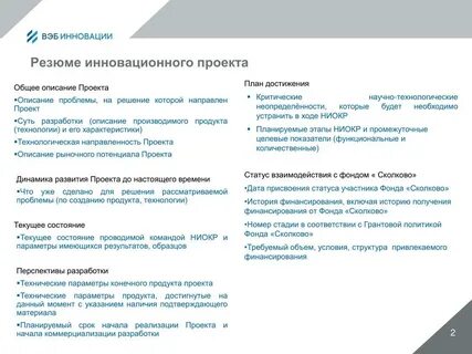 Резюме руководителя проекта