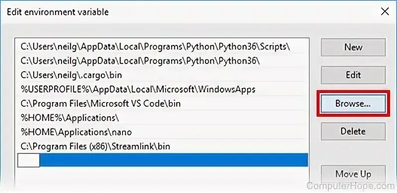 Edit environment variables for your account