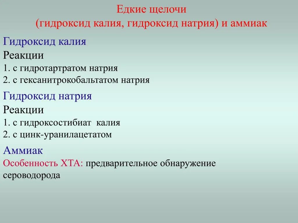 Гидроксид калия реагирует с аммиаком