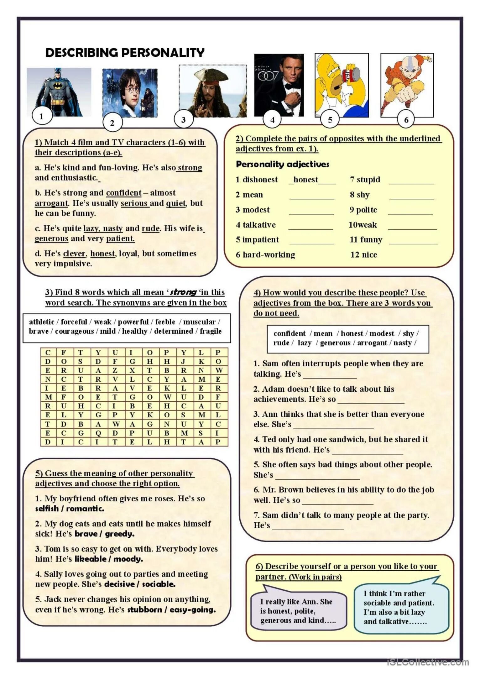 Personality упражнения. Personal characteristics Worksheets. Describe personality Worksheet. Adjectives to describe personality Worksheet. Opposite pairs