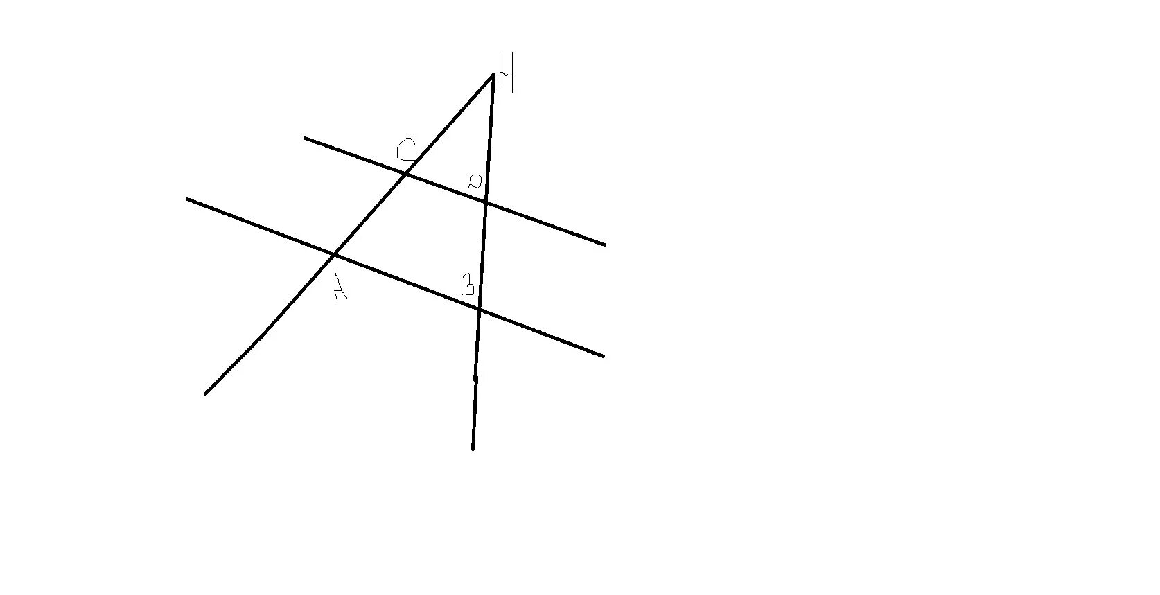 H 1 прямой. Прямые пересекаются в точке параллельны. Прямые параллельные сторонам угла. Пять попарно пересекающихся прямых. Четыре прямые пересекаются в трех точках.