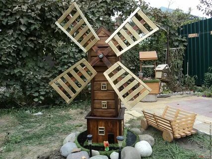 Декоративные мельницы для сада своими руками фото