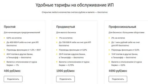Открыть счет тарифы