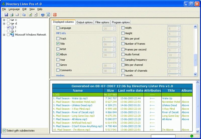 Program dir. Dirlister. dirlister_v25. program lister. turbo lister софт.