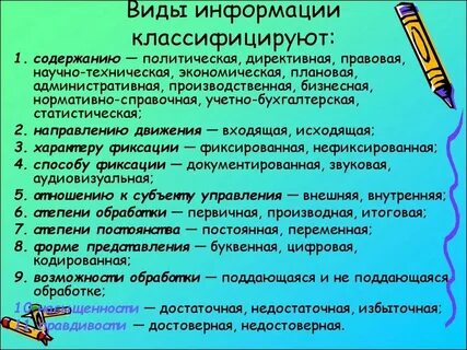 Виды плановой информации