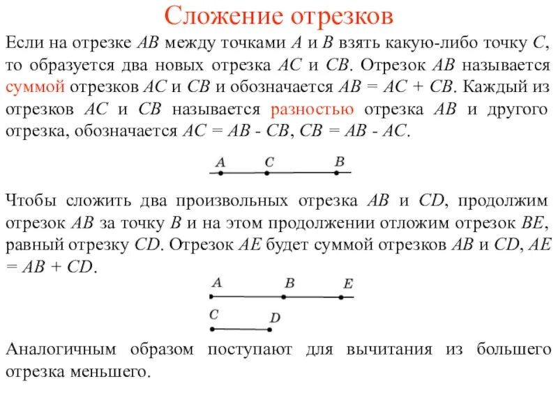 На прямой ав взята точка. Сложение отрезка. Сложение длин отрезков. Сложение и вычитание отрезков. Сумма отрезков.