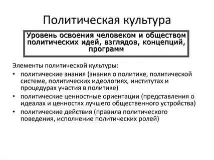 Раскройте смысл понятия политическая культура