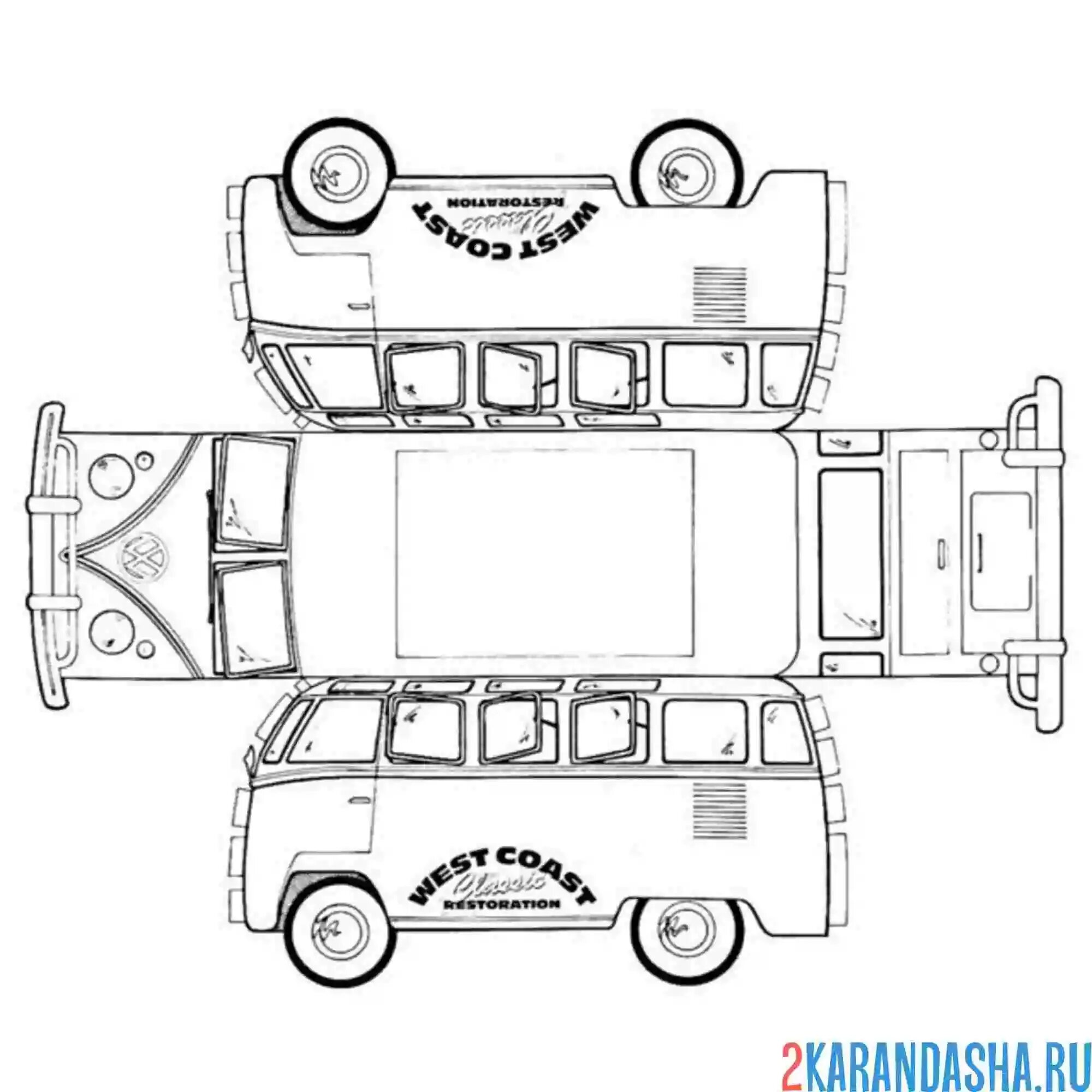 ЛИАЗ 677 развертка. Макет грузовика спереди Мерседес. РАФ 2203 развертка. Volkswagen Transporter развертка.